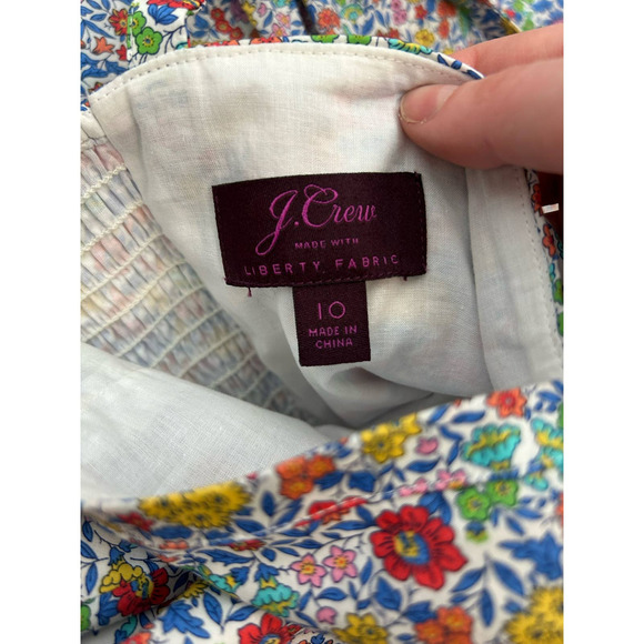 J.Crew Liberty Fabric Ditsy Rainbow Floral Print Ruffled Size 10 - Picture 8 of 9